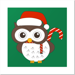 Christmas Mr. Owl Candy Cane Digital Art | Christmas Special | illusima Posters and Art